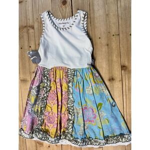 Mustard Pie‎ Girls 3T Tank Dress Rainbow Patchwork Ruffle Lace Trim